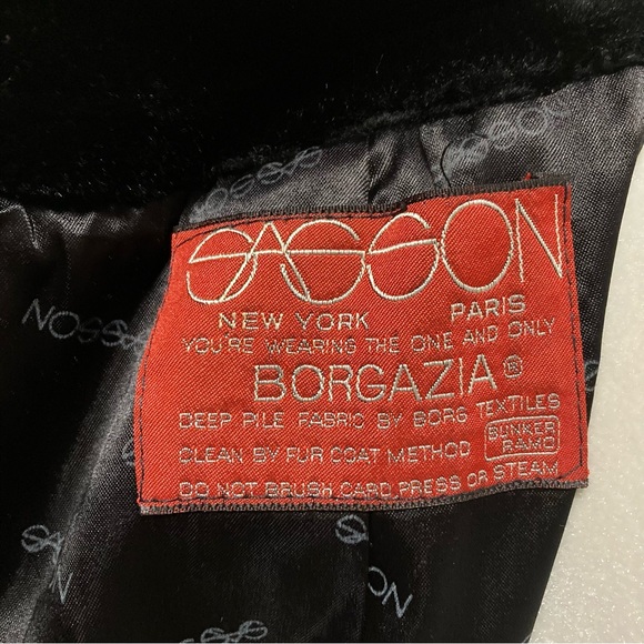 Vintage 80’s SASSON Borgazia Union Made Women’s Faux Fur Black Coat Size 8 - Picture 6 of 9